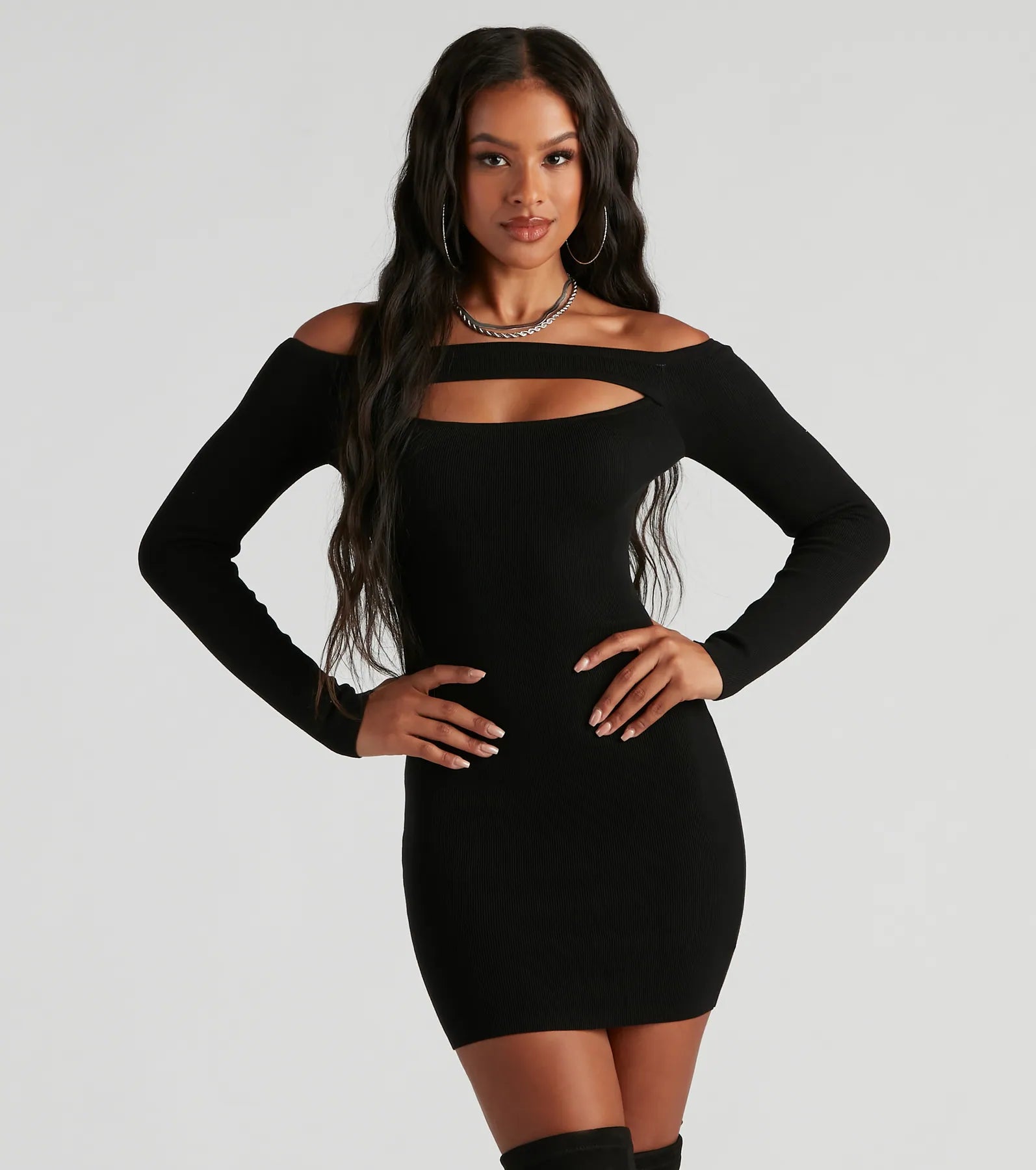 Leave Em' Breathless Sweater Dress Fitted Loose Oversized
