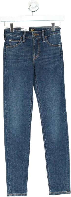 Lee Blue Scarlett Skinny Jeans UK W24 Fashionable Frayed Hem Denim