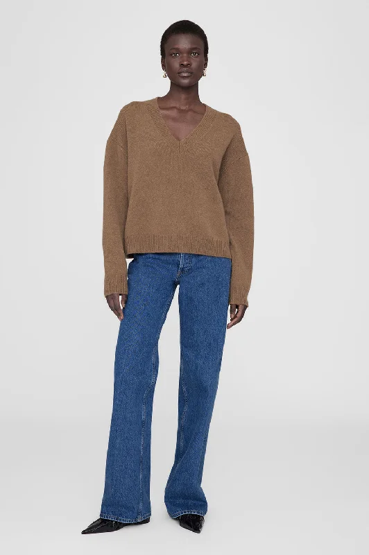 Lee Sweater - Camel Ribbed Striped Patterned