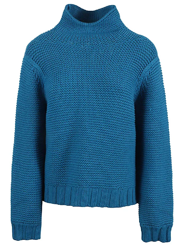 Liviana Conti Sweaters Blue Spandex Rayon Corduroy