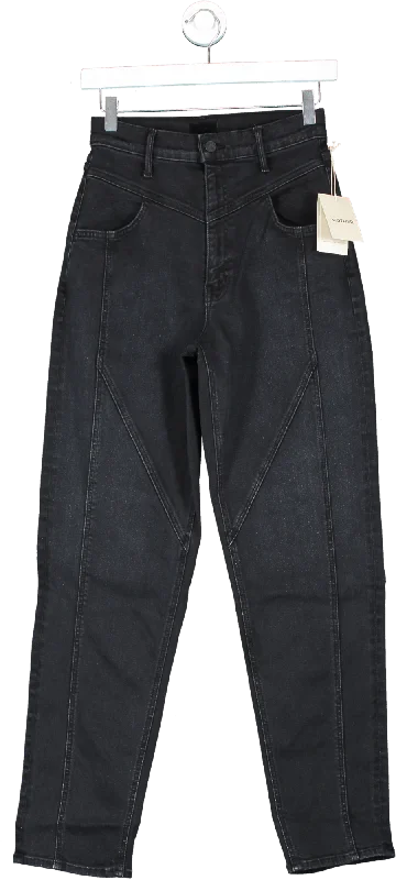 Mother Black High Waisted Pointy Study Nerdy jeans UK 6 Classic Button Fly Jeans