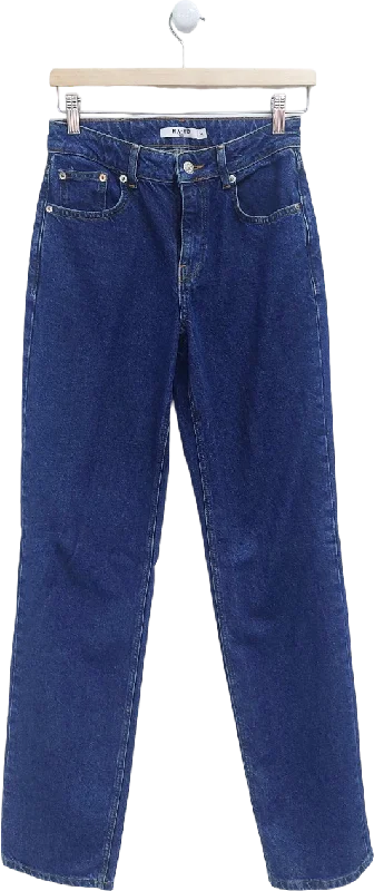 NA-KD Blue High Waist Fold Up Jeans UK 6 Stylish High-Rise Mom Jeans