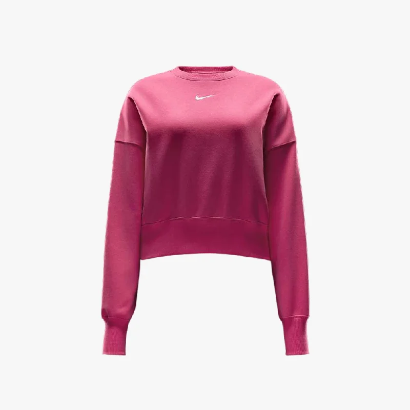 Nike Womens Nsw Essential Os Crew Sweater Pink Chenille Brocade Lace