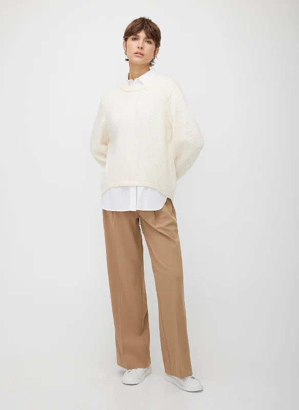 Northerner Oversized Merino Sweater Solid Print Embellished