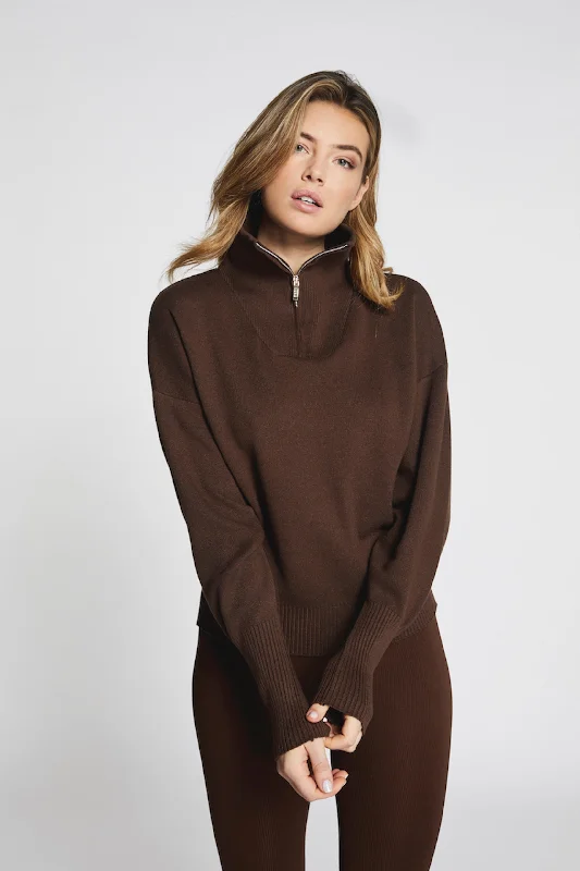 Olly half-zip knit sweater - Brown Sugar Terry Terry Cloth Terry Knit