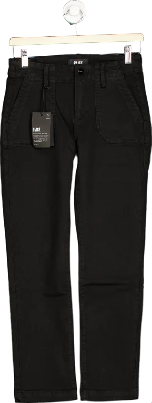 Paige Black mid-rise straight leg Mayslie Jeans UK W29 Fashionable Raw Hemmed Jeans