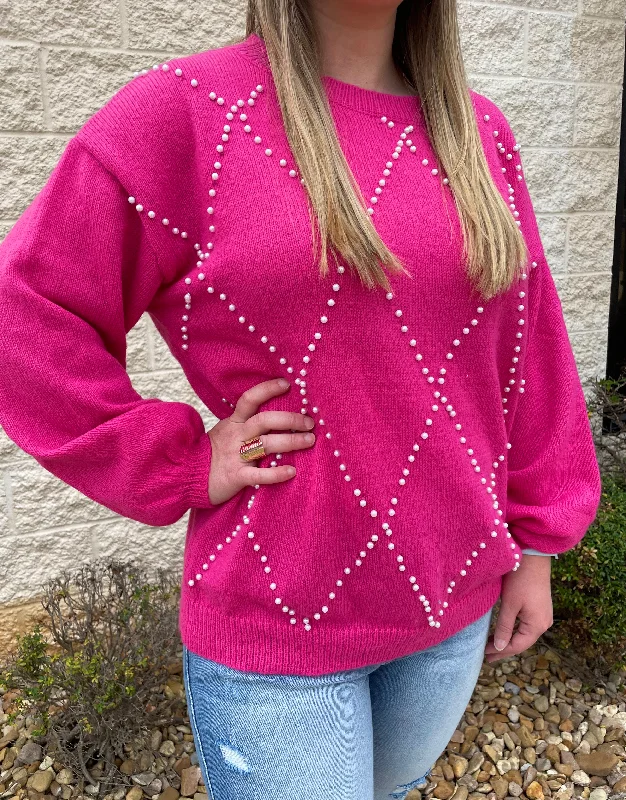 Pink & Proper Pearl Detail Sweater Anti-Pilling Anti-Shrink Durable