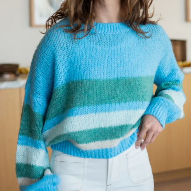 Mersea Pisa Stripe Crewneck Sweater Wool Fabric Cashmere Fabric Tweed Fabric