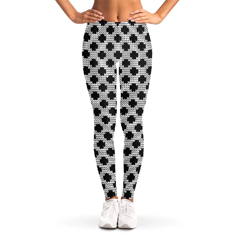 Polka Dot Knitted Pattern Print Women's Leggings Trendy Full-Length Leggings