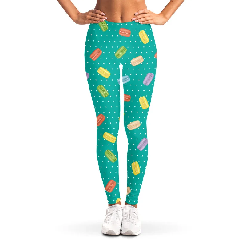 Polka Dot Macaron Pattern Print Women's Leggings Elegant Casual Fit Leggings