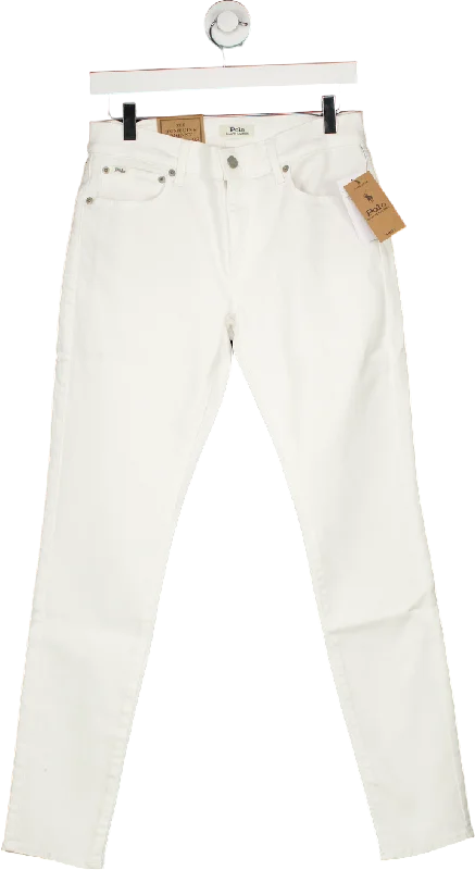 Polo Ralph Lauren White Tompkins Skinny Jeans W28 Trendy Pleated Waist Jeans