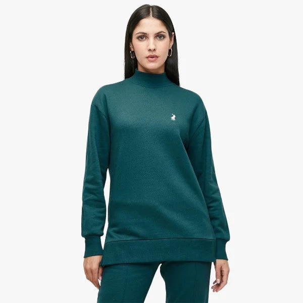 Polo Womens Reese Sweater Teal Chenille Blend Fleece Blend Nylon Blend