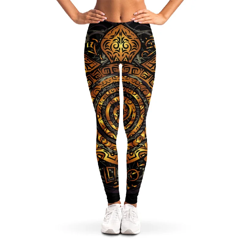Polynesian Sea Turtle Print Women's Leggings Comfortable Athletic Tights