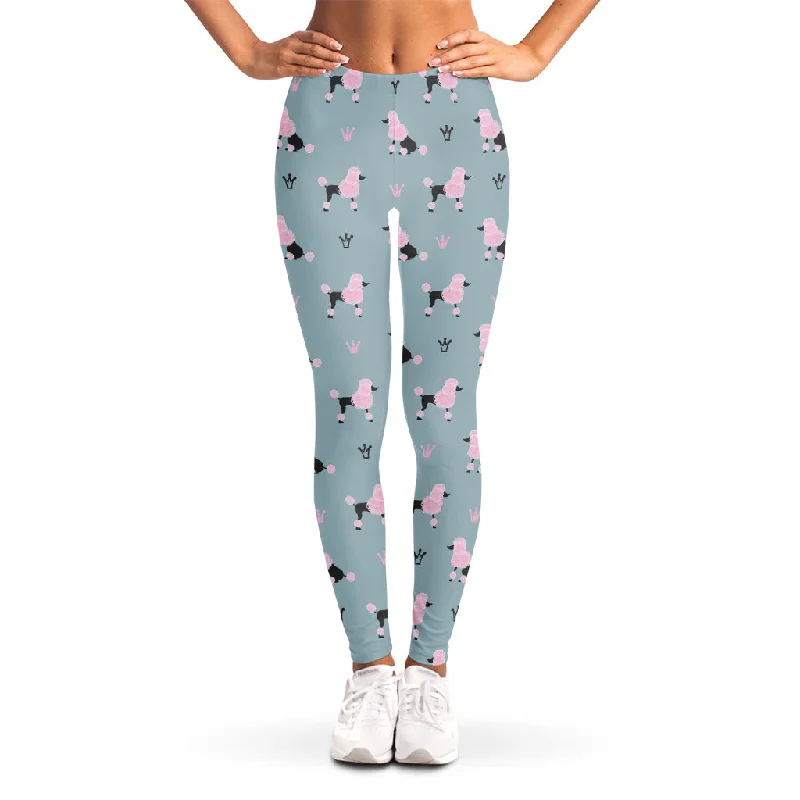 Poodle And Crown Pattern Print Women's Leggings Elegant Printed Leggings with Pockets Poodle And Crown Pattern Print Women's Leggings Elegant Printed Leggings with Pockets