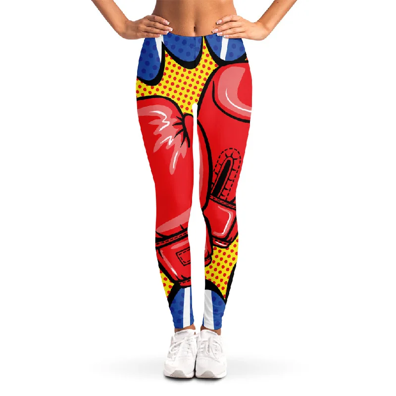 Pop Art Boxing Gloves Print Women's Leggings Comfortable Full-Body Compression Leggings Pop Art Boxing Gloves Print Women's Leggings Comfortable Full-Body Compression Leggings