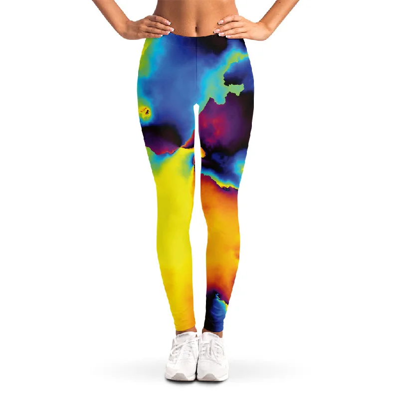 Psychedelic Acid Print Women's Leggings Trendy Digital Print Leggings