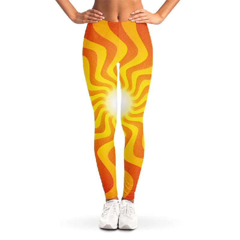 Psychedelic Burning Sun Print Women's Leggings Stylish Stretch Pants Leggings