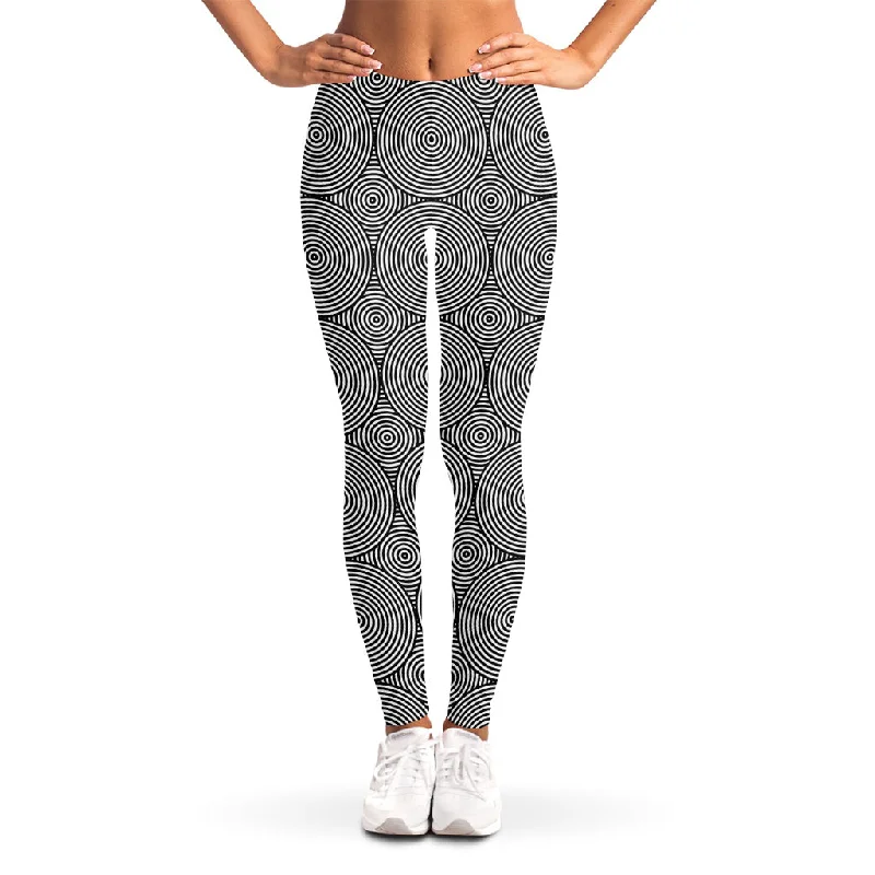 Psychedelic Circle Pattern Print Women's Leggings Elegant Full-Body Leggings