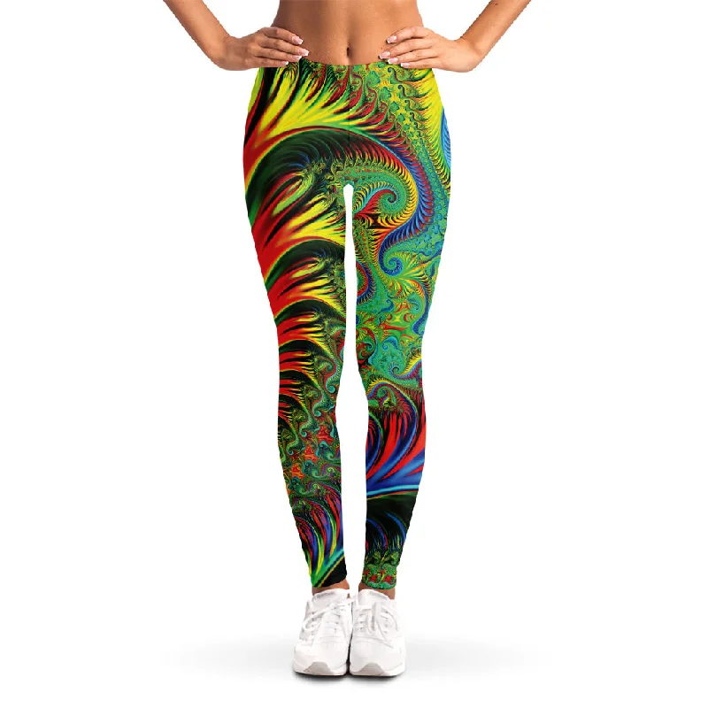 Psychedelic Fractal Print Women's Leggings Comfortable Cold Weather Leggings
