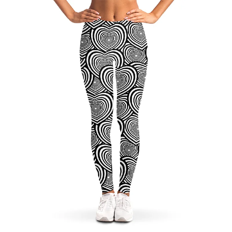 Psychedelic Heart Pattern Print Women's Leggings Comfortable Power Mesh Leggings