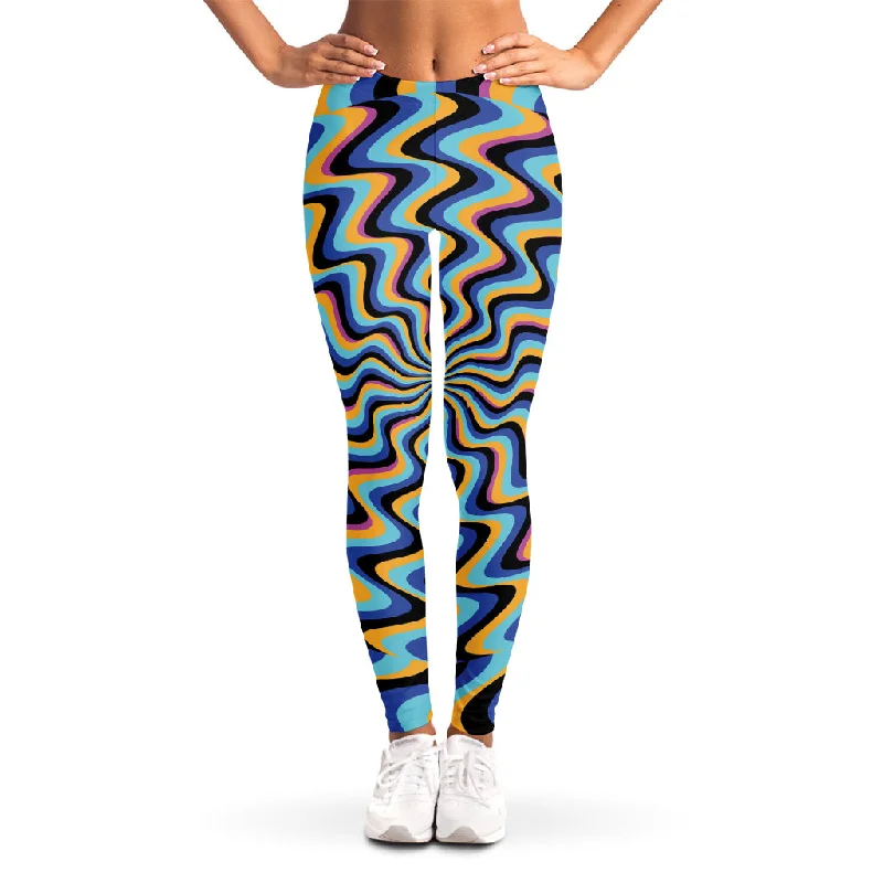 Psychedelic Illusory Motion Print Women's Leggings Trendy Polka Dot Leggings