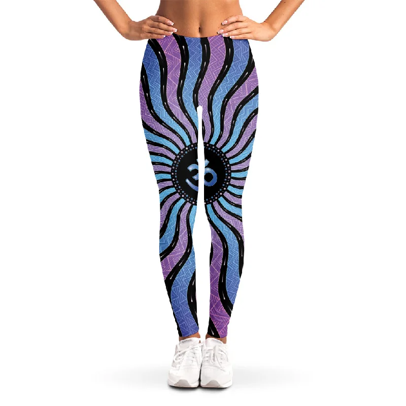 Psychedelic Om Print Women's Leggings Comfortable Yoga Tights Leggings