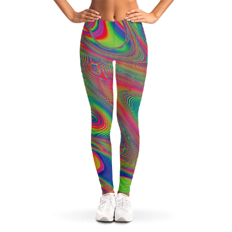 Psychedelic Rave Print Women's Leggings Fashionable High-Rise Leggings