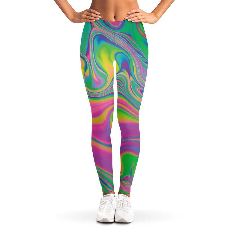 Psychedelic Soap Bubble Print Women's Leggings Trendy Mesh Leggings