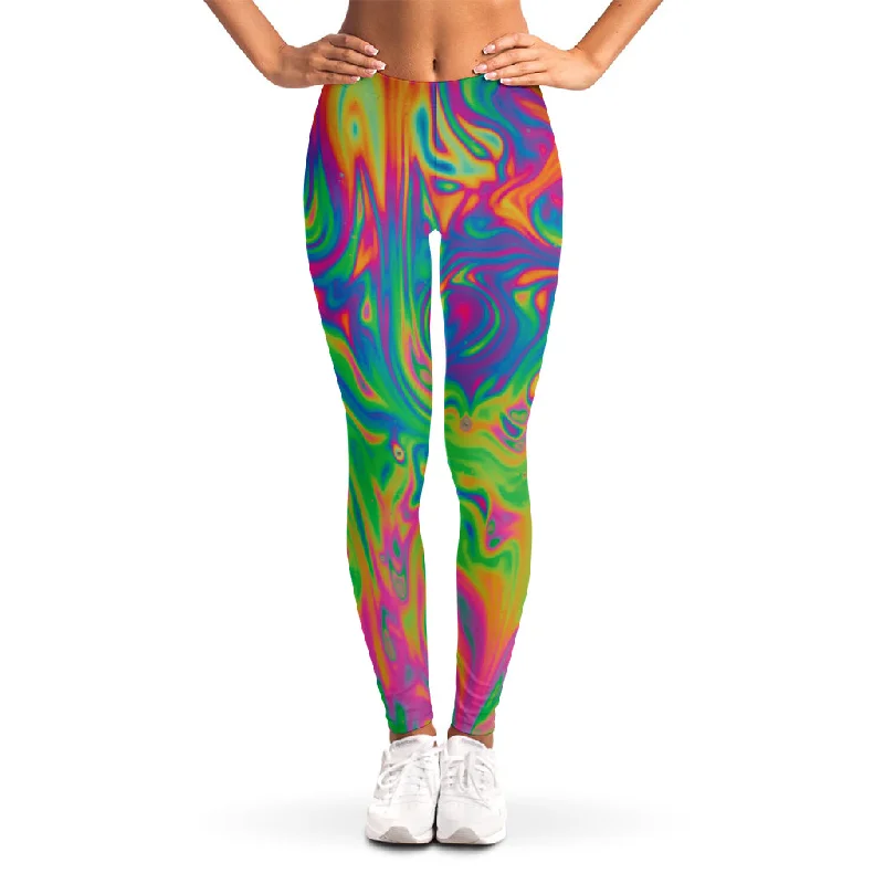 Psychedelic Surface Print Women's Leggings Cozy Sweat-Wicking Leggings