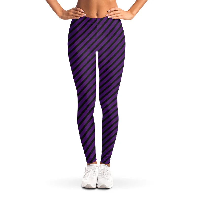 Purple And Black Halloween Pattern Print Women's Leggings Fashionable Full-Length Active Leggings Purple And Black Halloween Pattern Print Women's Leggings Fashionable Full-Length Active Leggings