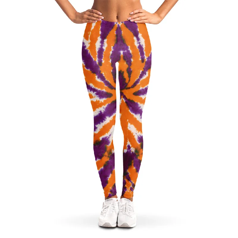 Purple And Orange Spider Tie Dye Print Women's Leggings Fashionable Plus-Size Activewear Purple And Orange Spider Tie Dye Print Women's Leggings Fashionable Plus-Size Activewear