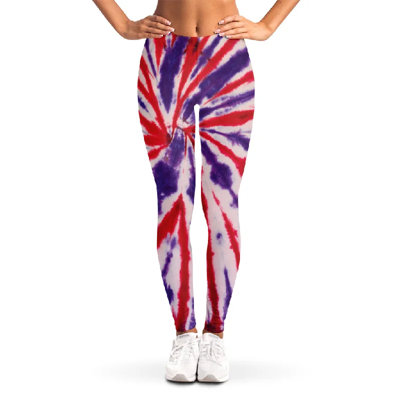 Purple And Red Spider Tie Dye Print Women's Leggings Stylish Stretch Print Leggings