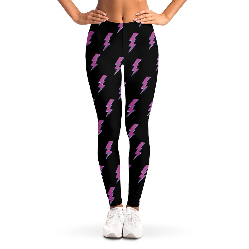 Purple And Teal Lightning Pattern Print Women's Leggings Comfortable Classic Yoga Leggings Purple And Teal Lightning Pattern Print Women's Leggings Comfortable Classic Yoga Leggings