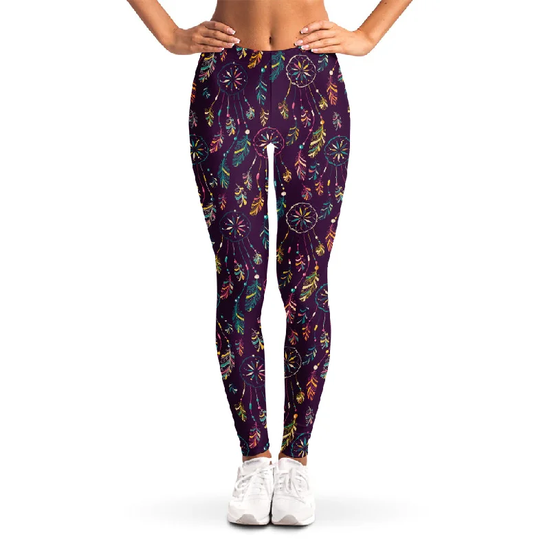 Purple Bohemian Dream Catcher Print Women's Leggings Cozy Full-Length Workout Leggings Purple Bohemian Dream Catcher Print Women's Leggings Cozy Full-Length Workout Leggings