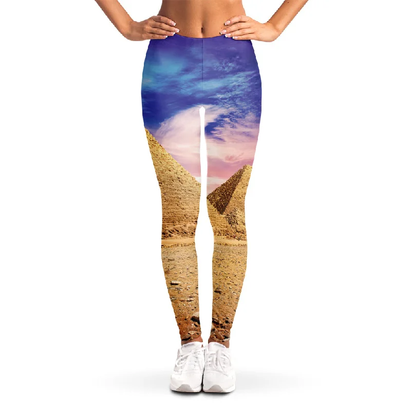 Purple Cloud Pyramid Print Women's Leggings Trendy Mesh Leggings