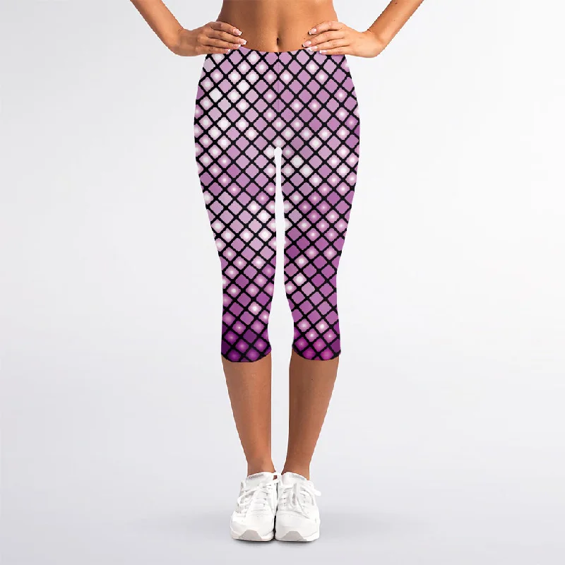 Purple Disco Lights Pattern Print Women's Capri Leggings Elegant Animal Print Leggings Purple Disco Lights Pattern Print Women's Capri Leggings Elegant Animal Print Leggings