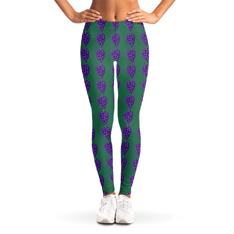 Purple Grape Pattern Print Women's Leggings Trendy Full-Length Leggings