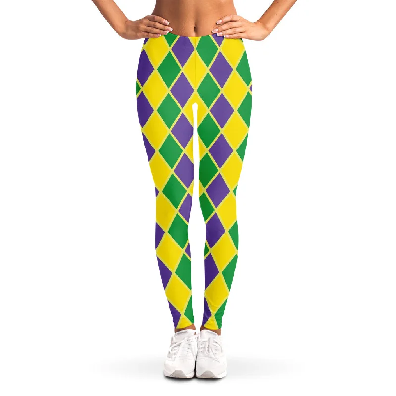 Purple Green And Yellow Mardi Gras Print Women's Leggings Fashionable Quick-Dry Yoga Pants Purple Green And Yellow Mardi Gras Print Women's Leggings Fashionable Quick-Dry Yoga Pants