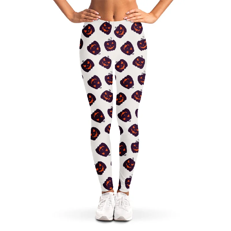 Purple Halloween Pumpkin Pattern Print Women's Leggings Fashionable Minimal Active Leggings Purple Halloween Pumpkin Pattern Print Women's Leggings Fashionable Minimal Active Leggings