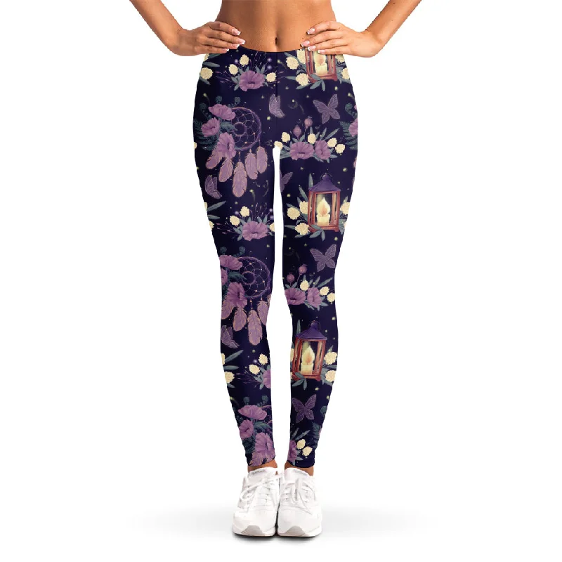 Purple Indian Dream Catcher Print Women's Leggings Fashionable Fitted Workout Leggings Purple Indian Dream Catcher Print Women's Leggings Fashionable Fitted Workout Leggings