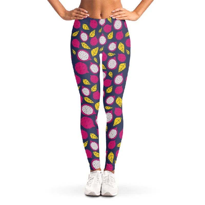 Purple Pitaya Pattern Print Women's Leggings Comfortable Cold Weather Leggings