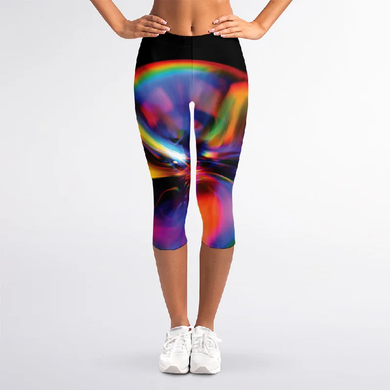 Rave Bubble Print Women's Capri Leggings Stylish Sweat-Proof Leggings