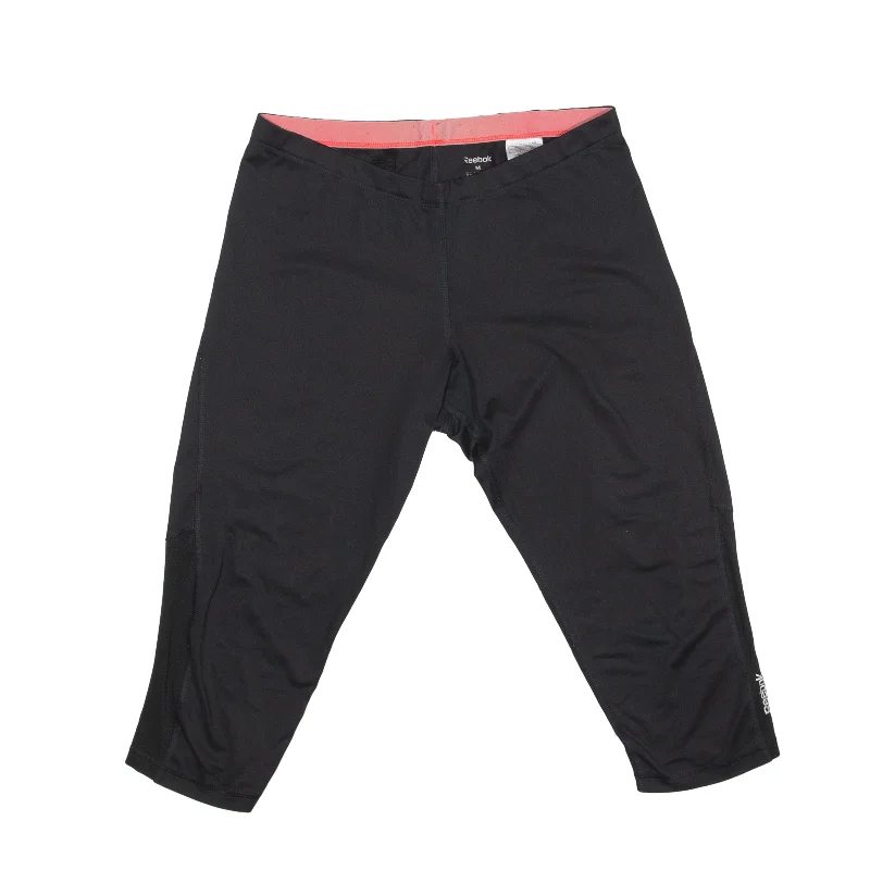 REEBOK 3/4 Legging Sports Shorts Black Slim Womens M W26 Trendy Spandex Leggings