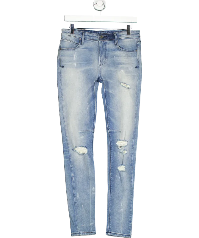 RTA Blue Ripped Skinny Jeans W27 Elegant Raw Hem Jeans