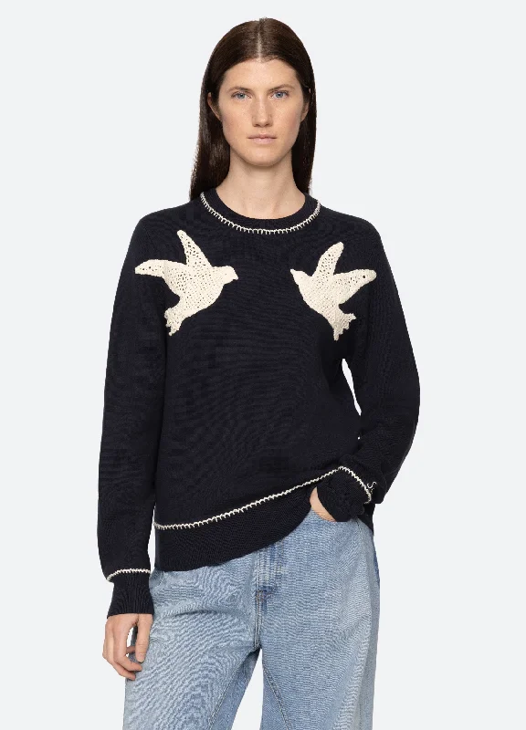 Sally Sweater Solid Color Striped Floral Print