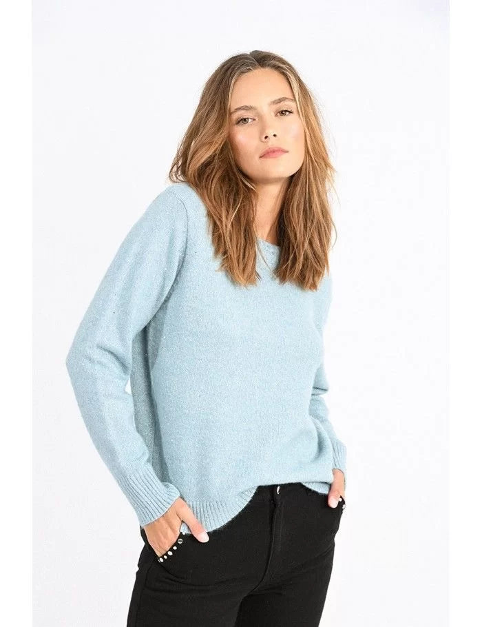Shimmering Mesh Sweater - Ice Blue Anti-Pilling Anti-Shrink Durable