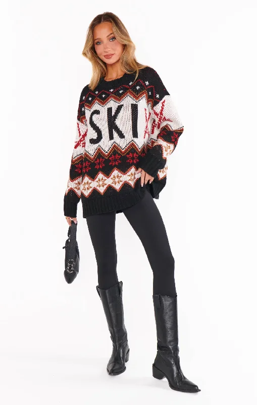 Ski In Sweater Ribbed Striped Patterned