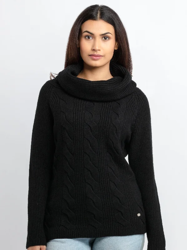 Womens Cable Knit Cowl Neck Sweater Fleece Sweater Nylon Polyester