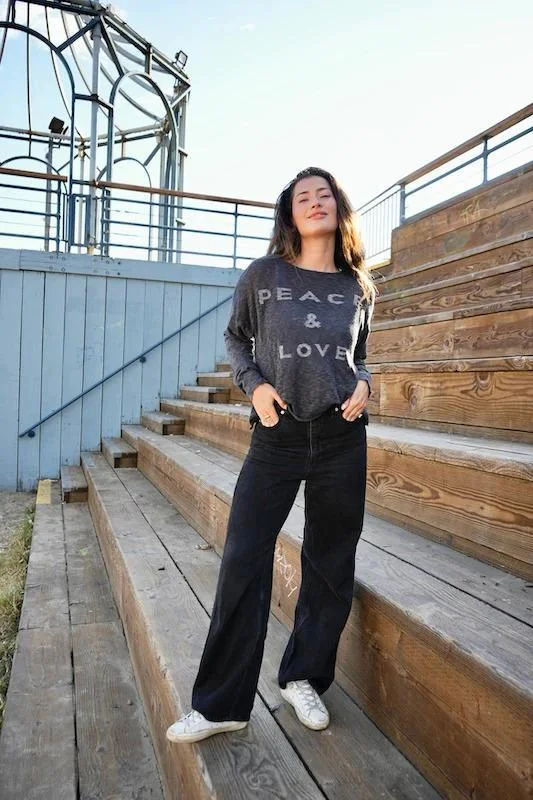 Stitchdrop Peace and Love Sweater Casual Formal Business