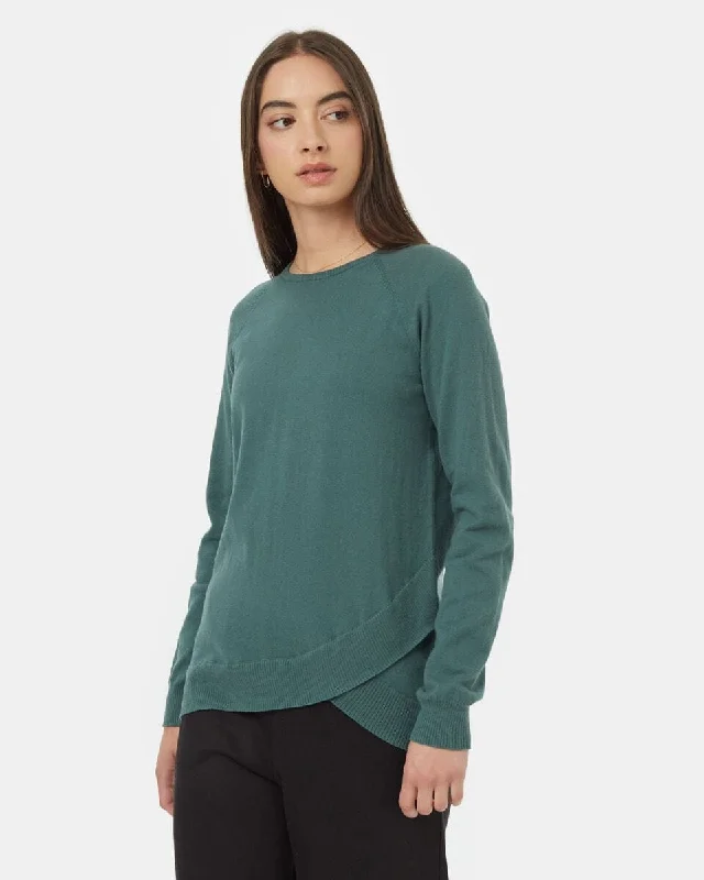 TENTREE Women's Highline Cotton Acre Sweater Silver Pine Tailored Straight A-Line